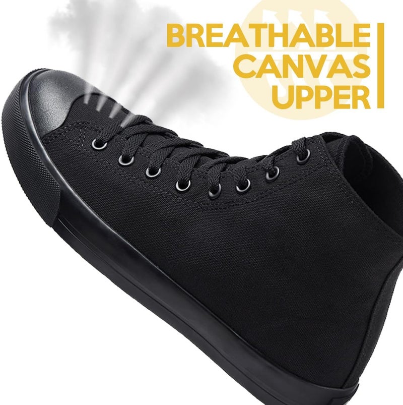 Convole Non-Slip Work Shoes for Men & Women, Unisex Oil & Water Slip-Resistant Sneakers for Food Service, Black High Top Restaurant Server Boots, Comfortable Casual Stain Resistant Chef Kitchen Shoes - Image 4